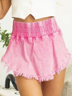 Peach Love California Pink Ribbed Shorts